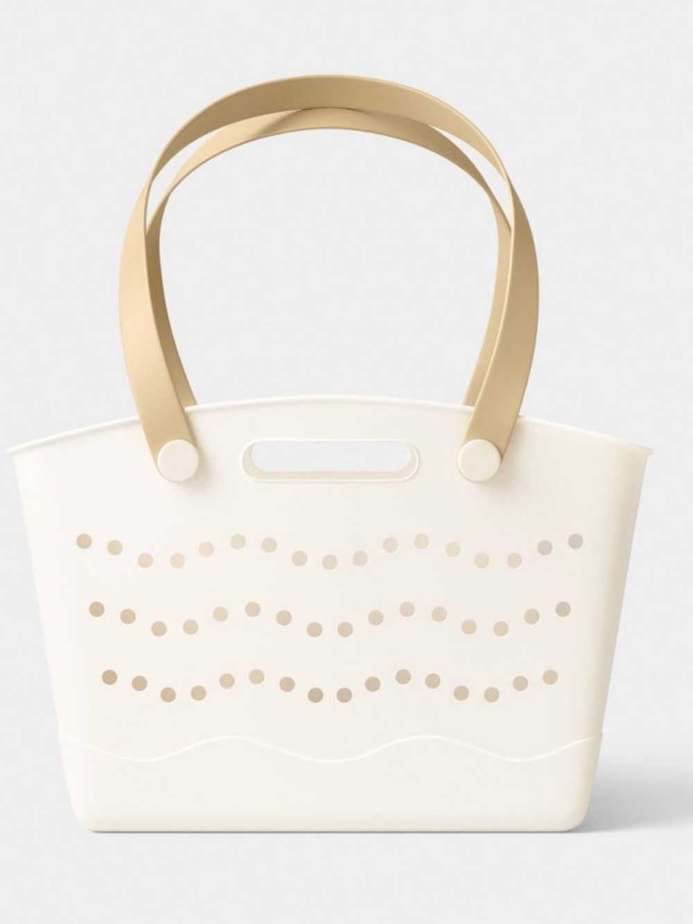 Minimalist Perforated Rubber Tote Bag Cream Ivory Beach Market Carryall